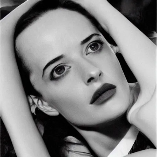Image similar to eva green by helmut newton, seductive look, beautiful, realistic