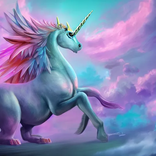 Image similar to unicorn dragon hybrid, hd, artstation, digital art, 4k, 8k