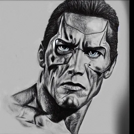 Image similar to pencil sketch of the rock as terminator ( 1 9 8 4 )