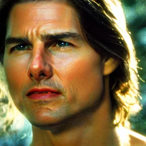 Image similar to Tom Cruise dressed as a hippie, movie still, 4K