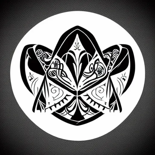 Image similar to a vector circular tattoo design in an art nouveau style, and in a spiky tribal style.