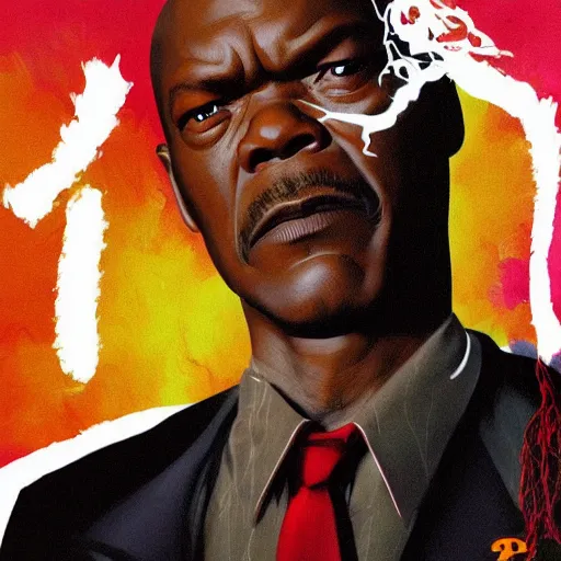 Prompt: Album Art for Char Zulu, \'Samuel L Jackson as L from Deathnote\', psx, 3d shapes, Video Games, marijuana, smoke, by Range Murata, by Sachin Teng, Trending on artstation