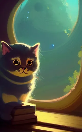 Image similar to cute cat, by victo ngai and andreas rocha and greg rutkowski, trending on artstation, unreal engine, 8 k hd wallpaperjpeg artifact, blur, artfact