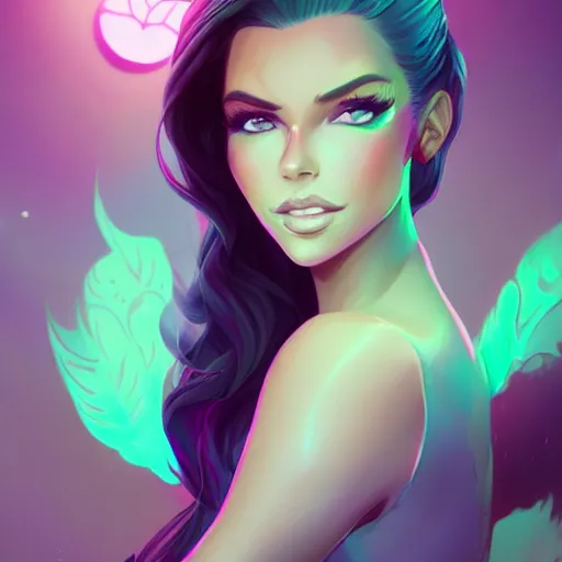 Image similar to a portrait of adriana chechik, pastel green, art by lois van baarle and loish and ross tran and rossdraws and sam yang and samdoesarts and artgerm and saruei and disney and wlop, digital art, highly detailed, intricate, sharp focus, trending on artstation hq, deviantart, unreal engine 5, 4 k uhd image