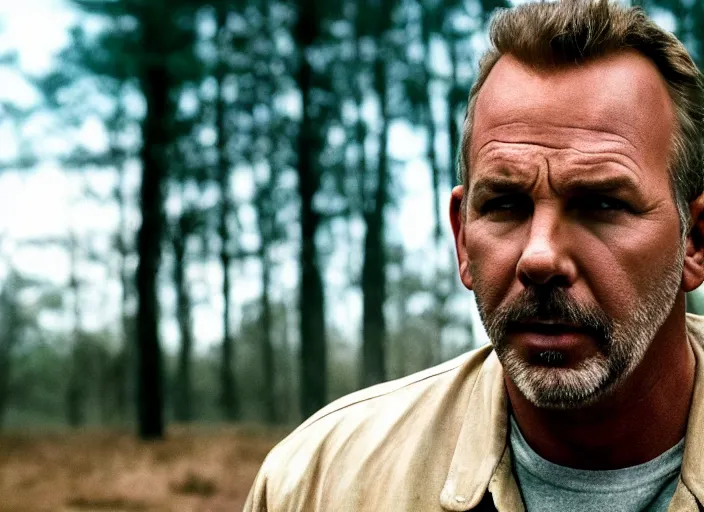 Image similar to film still of!!!!! kevin costner!!!!! as jim hopper in stranger things, 4 k