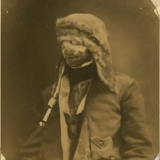 Image similar to a photograph of a half - man half - fox bandit from the 1 8 9 0 s