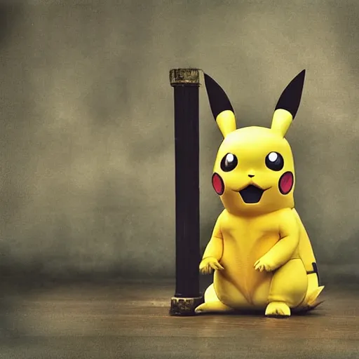 Prompt: Pikachu wearing the ironman suit, collodion photograph