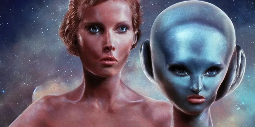 Image similar to beautiful alien woman face portrait on alien planet, still from film directed by james cameron, trending picture