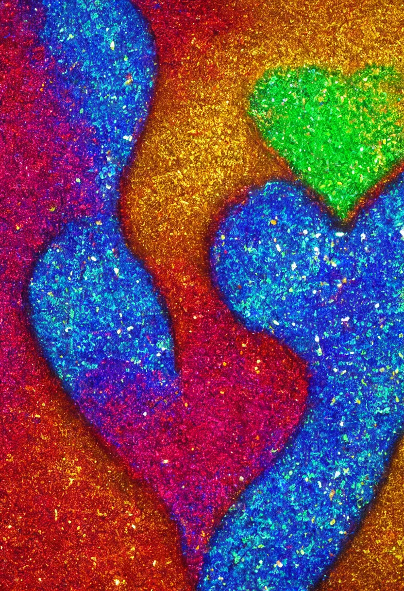 Prompt: high detailed painting of a heart on glitter, 8 k rendering