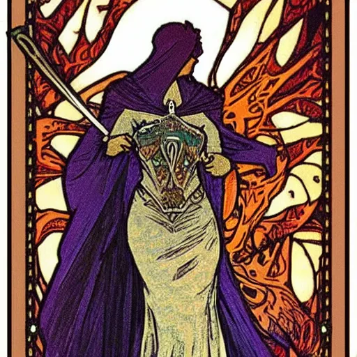 Image similar to the knight tarot card,art nouveau,Mucha