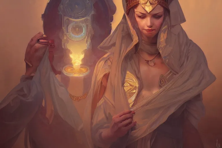 Image similar to combination 1930s ancient mage, highly detailed, digital painting, artstation, concept art, sharp focus, illustration, art by artgerm and greg rutkowski and alphonse mucha