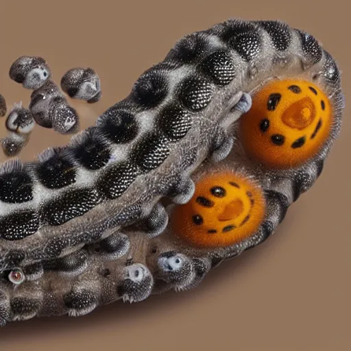 Prompt: A caterpillar that is made of only human heads
