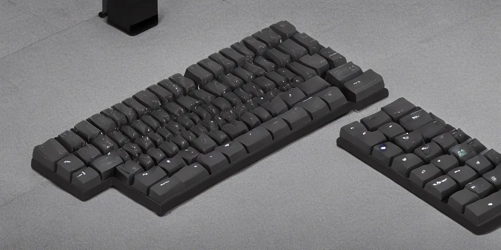 Prompt: a mechanical keyboard inspired by brutalist architecture, made of concrete, detailed product photo, amazon website