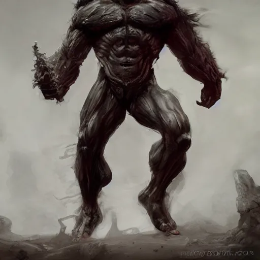 Prompt: Death as a hulking giant titan, concept art, character design, oil painting, dark, realistic, 4k, hd