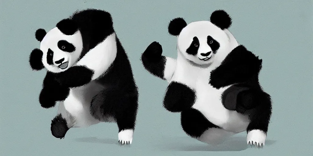 Image similar to “a lovely panda animation style. Concept art by Nico Marlet”