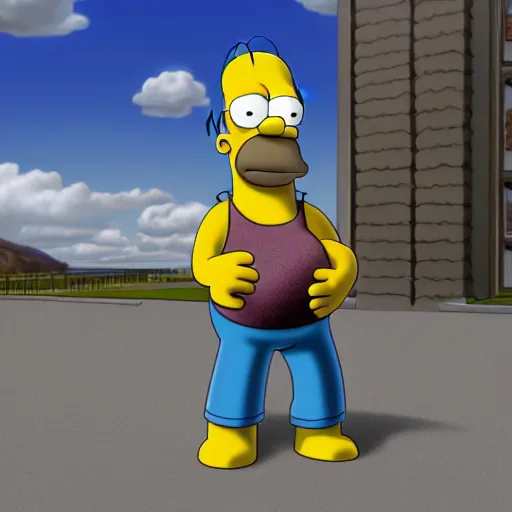 Image similar to what homer simpson would look like as a real person, octane render, realistic