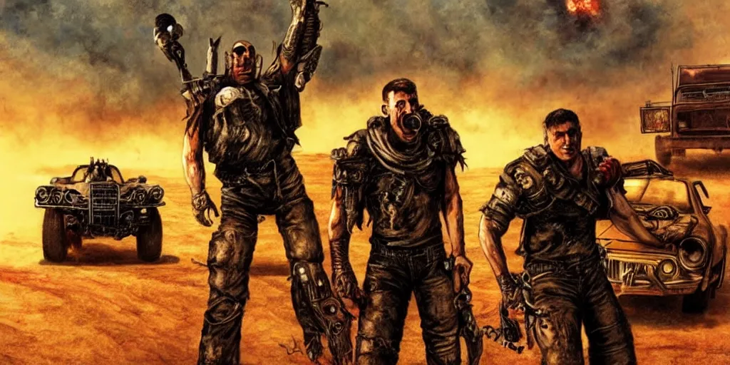 Image similar to mad max, doom video game, kieth thomsen