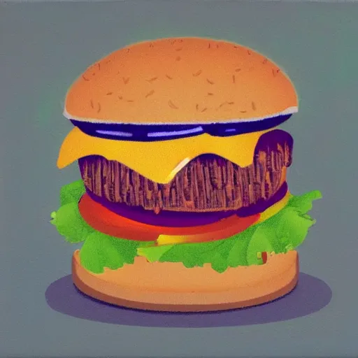 Prompt: burger, art by osbert