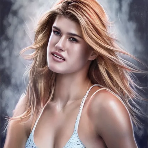 Prompt: eugenie bouchard in the style of stefan kostic, realistic, full body, sharp focus, 8 k high definition, insanely detailed, intricate, elegant, art by stanley lau and artgerm