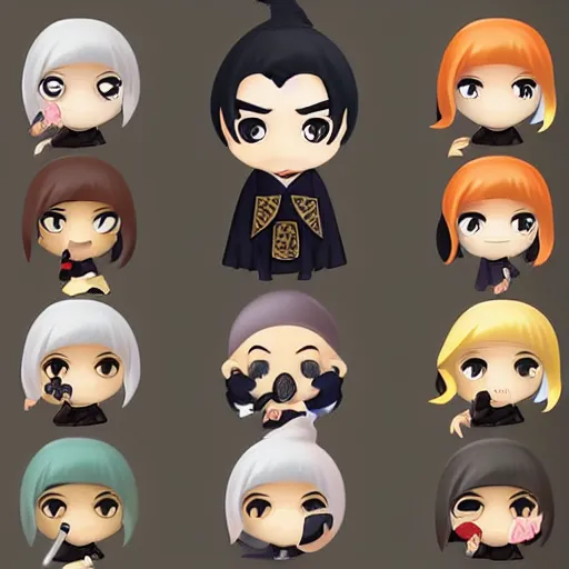 Image similar to face detailing wizard in the style of matte painting nendoroid and chibi, eyes in the style of nendoroid, middle close up, Julian ope, flat shading, 2D illustration, Swiss modernizm, ukiyoe style