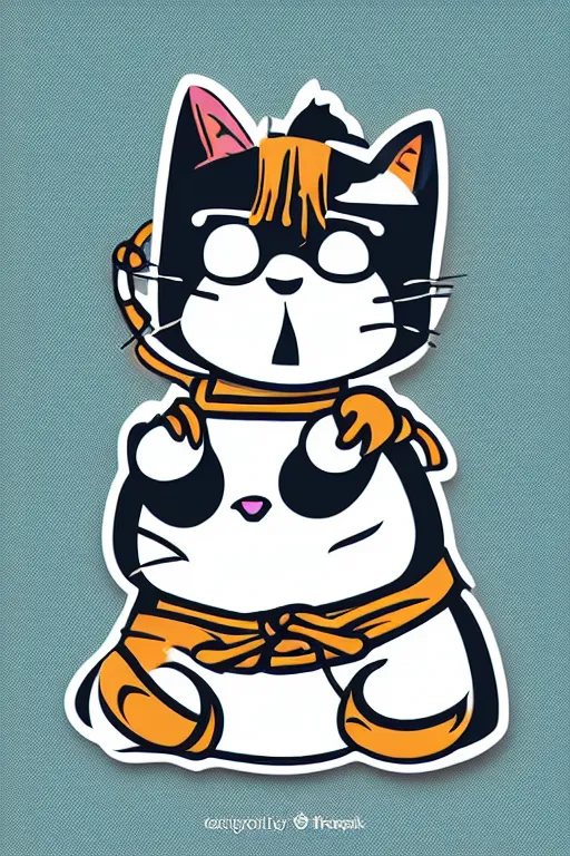 Image similar to Cat that is a sumo wrestler, sticker, colorful, illustration, highly detailed, simple, smooth and clean vector curves, no jagged lines, vector art, smooth