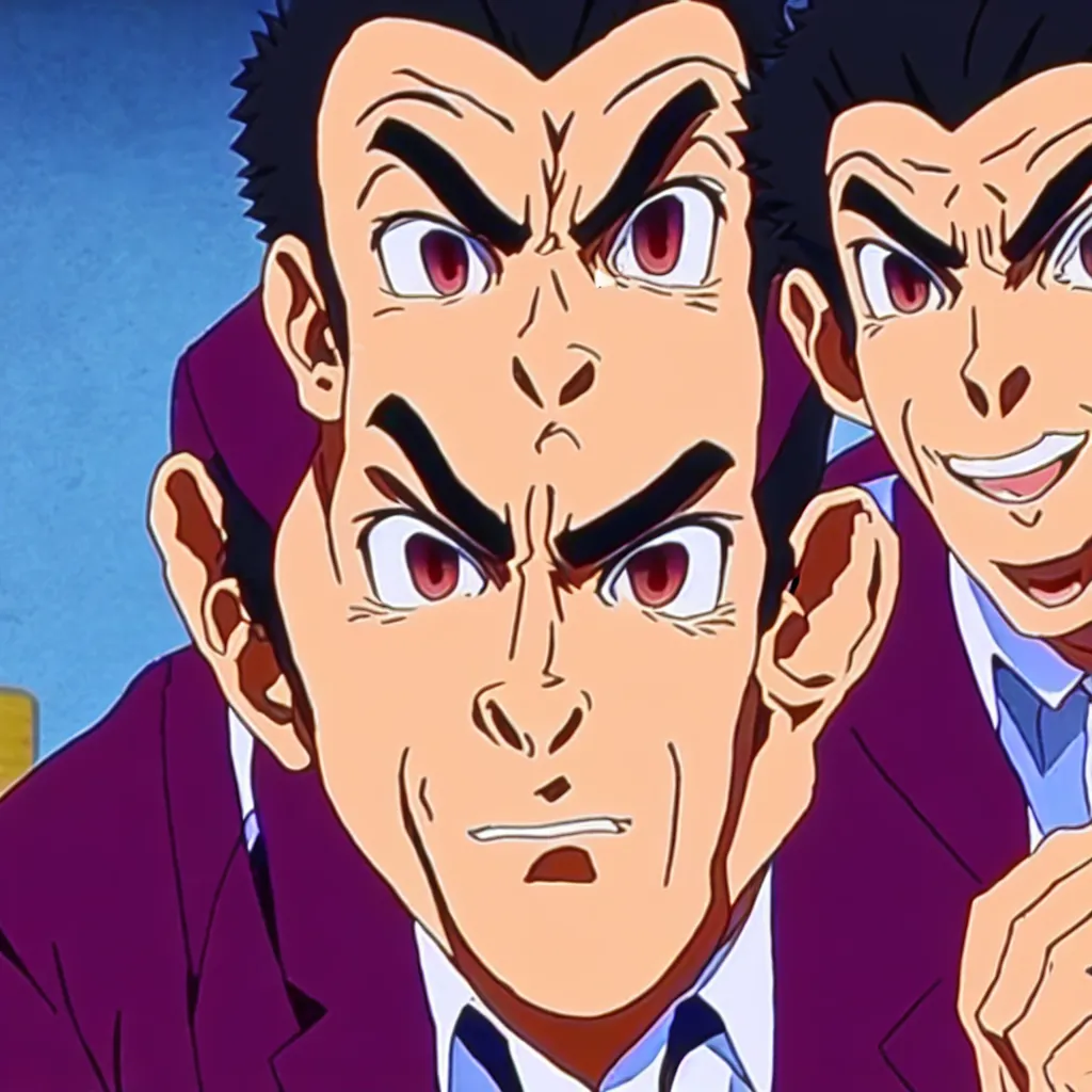 Image similar to michael richards stand up in the style on anime