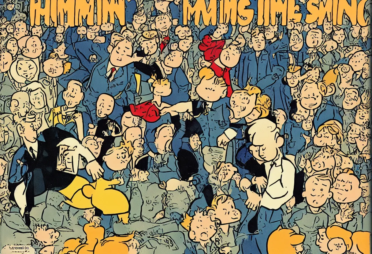Prompt: cover of the Tin Tin book 'I'm getting married by Herge'