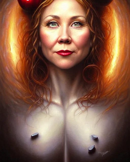 Prompt: detailed portrait of christina applegate apple!! gate!! by tomasz alen kopera and peter mohrbacher and johanna martine! and margaret keane! coherent luminescent