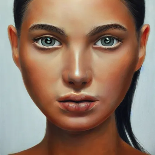 Prompt: young lady face. hyperrealism.