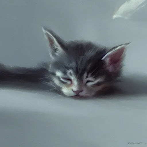 Image similar to Kitten Sleeping digital Art, Greg rutkowski, Trending artstation,cinematic