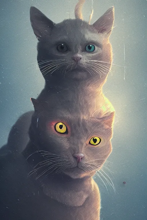 Image similar to demon cat. art by mike winkelmann, sticker, illustration, highly detailed,