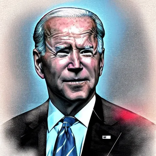 Image similar to : president biden wearing occulas, digital art, illustration, art station