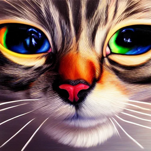 Image similar to winking cat, realistic, painting, 4 k