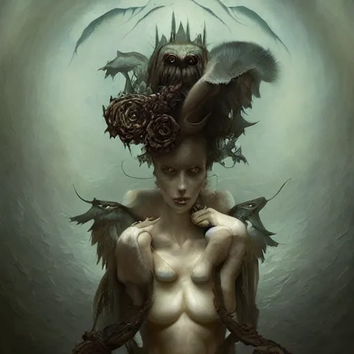 Image similar to people tethered and sewn to each other, in the style of peter mohrbacher by weta digital and beth cavener, high face symmetry, intricate, masterpiece, award winning, high face symmetry, intricate