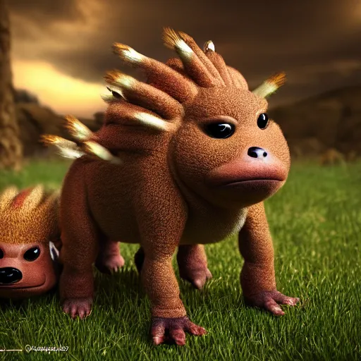 Prompt: photography of a realistic dugtrio animal, ultra detailed, 8 k, cinematic lighting, natural background, trending on artstation, pokemon