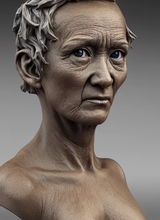 Image similar to 3D resin miniature sculpture by Jean-Baptiste Carpeaux and Luo Li Rong artist, europioid woman, prefect symmetrical face, academic art, realistic, 8K, Introduction factory photo, Product Introduction Photo, Hyperrealism. Subsurface scattering, raytracing, Octane Render, Zbrush, simple background