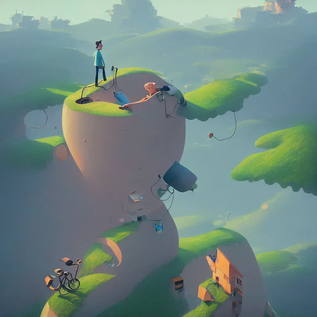 Image similar to cartoon face gediminas pranckevicius from all perspectives by rhads, makoto shinkai and lois van baarle, ilya kuvshinov, rossdraws global illumination