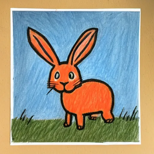 crayon drawing of a rabbit standing on a house | Stable Diffusion | OpenArt