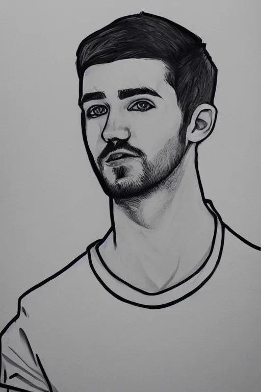 Image similar to Sean McLoughlin, Jacksepticeye, Irish Youtuber, solo portrait, gigachad meme, grayscale 🎨🖌️