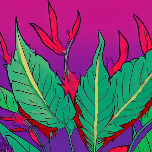 Image similar to fireleaf is an illegal drug in all kingdoms. it comes from the fireleaf plant and looks like red leaves. 8 k fantasy art illustration