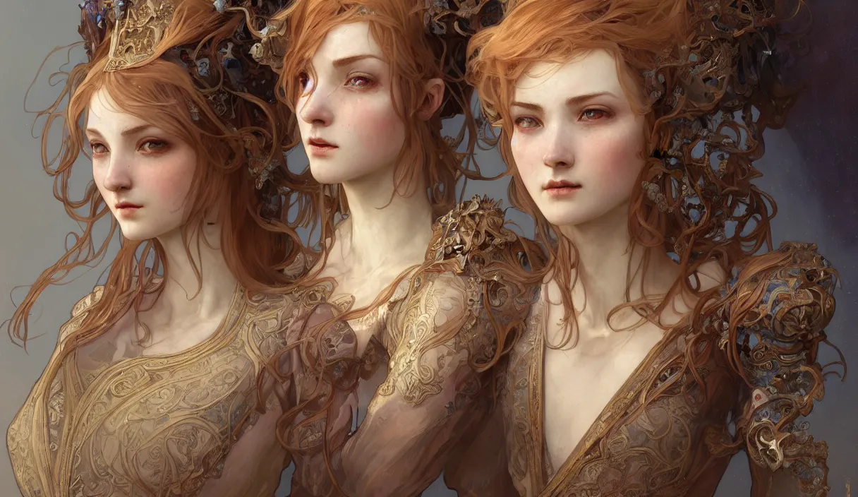 Prompt: beautiful and victorian and holy and divine and elite young peach color hair medieval female knight portrait + shinny eyes + front face with light flowing hair, ultradetail face, art and illustration by tian zi and craig mullins and wlop and alphonse mucha, fantasy, intricate complexity, human structure, human anatomy, fantasy character concept, watermark, blurry, hyperrealism 8 k