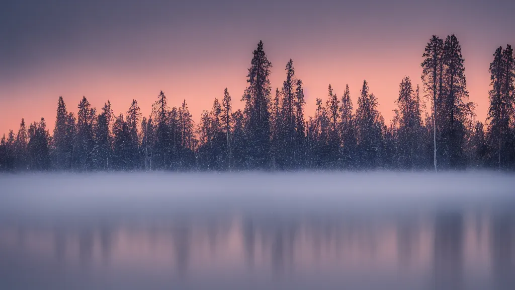 Prompt: Moody picture taken at dawn light pretending its Finland, landscape photography