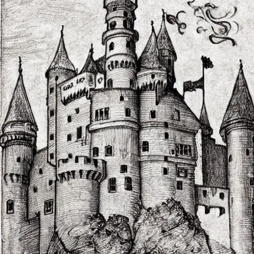 Image similar to drawing of a castle made of lace!!!, by albrecht durer