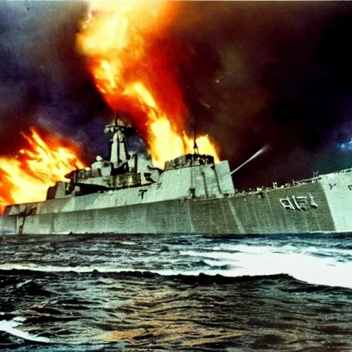 Prompt: color photograph of uss texas bb - 3 5 providing fire support during the normandy beach landings on june 6, 1 9 4 4, photography, imax, cinematic