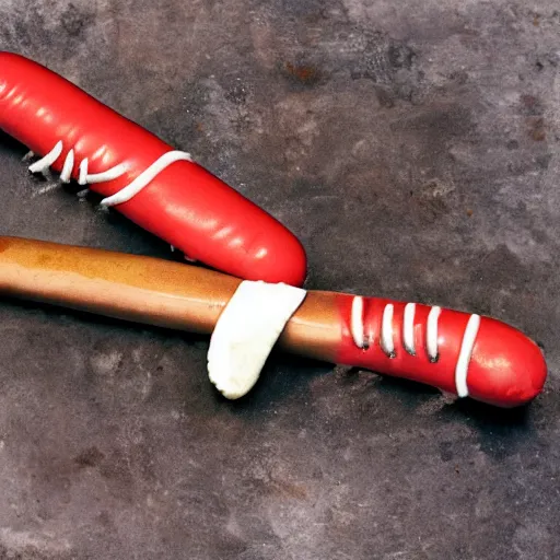 Prompt: baseball bat hotdog