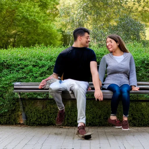 Image similar to a couple sitting on a park bench