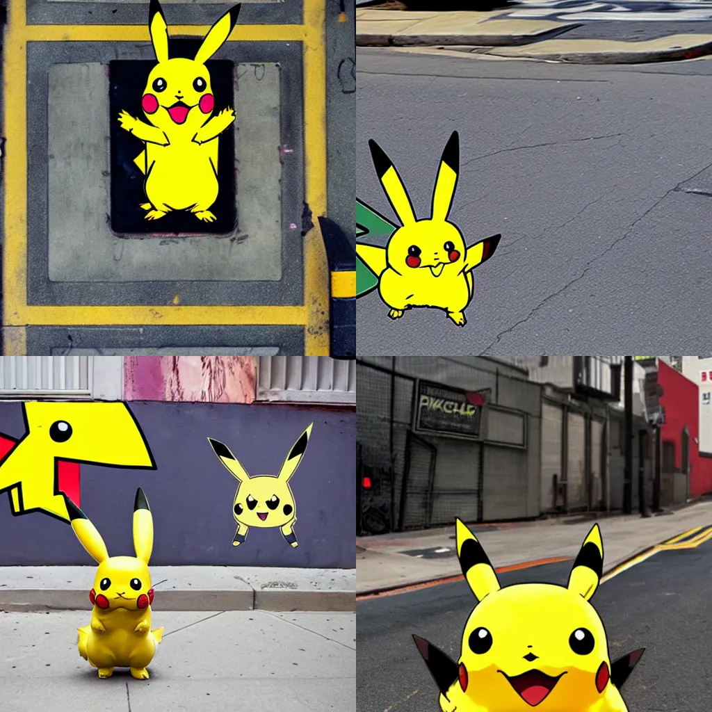 Prompt: pikachu living in skid row