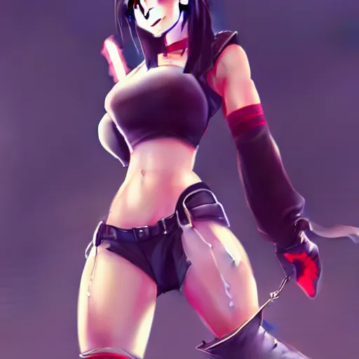 Image similar to full body shot of tifa lockhart by wlop, rossdraws, mingchen shen, bangkuart, sakimichan, yan gisuka, jeongseok lee, artstation, 4k