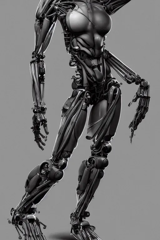 Image similar to full body female human anatomy concept, medical anatomy, cybernetic implants, gun metal grey, mecha limbs, muscular system reference, terminator tx, anatomical art, digital art, in the style of aaron sims, amanda lilleston, luka mivsek, bryan christie, ranjit ghosh, artstation, pinterest, deviantart, photoshop, octane render, unreal engine