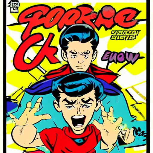 Image similar to a powerful psychic guy emitting psychic powers, in the style of archie comics (1963), artstation, HQ scan, ufotable studio art style